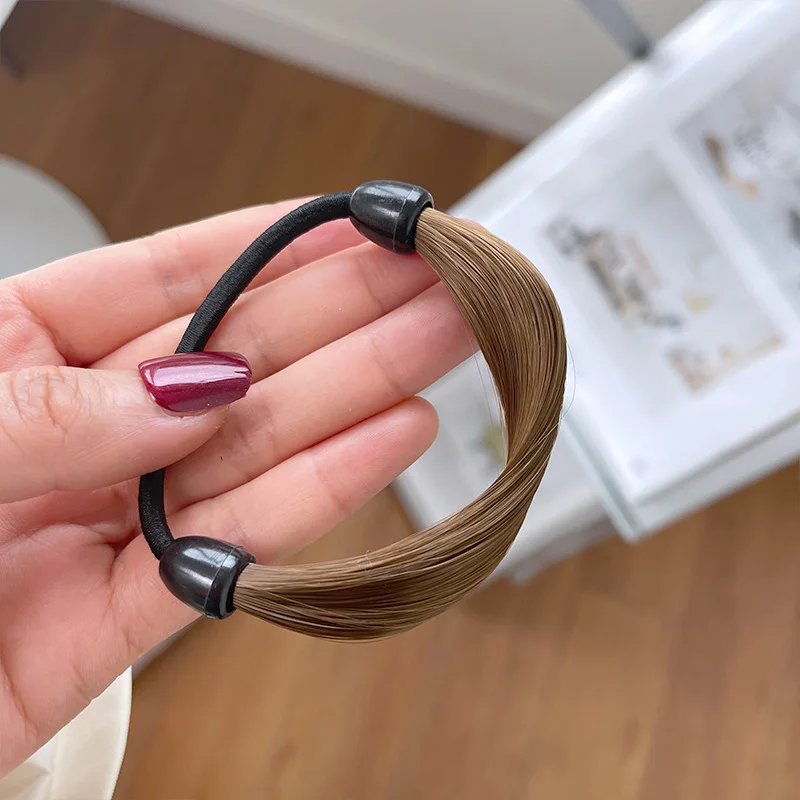 10 Stück Korea Gummiband aus Haars imulation Perücke Kopfs eil Mode Perücke Haarring gerade Haar gummi Pferdes chwanz elastisches Haars eil – Detail 12