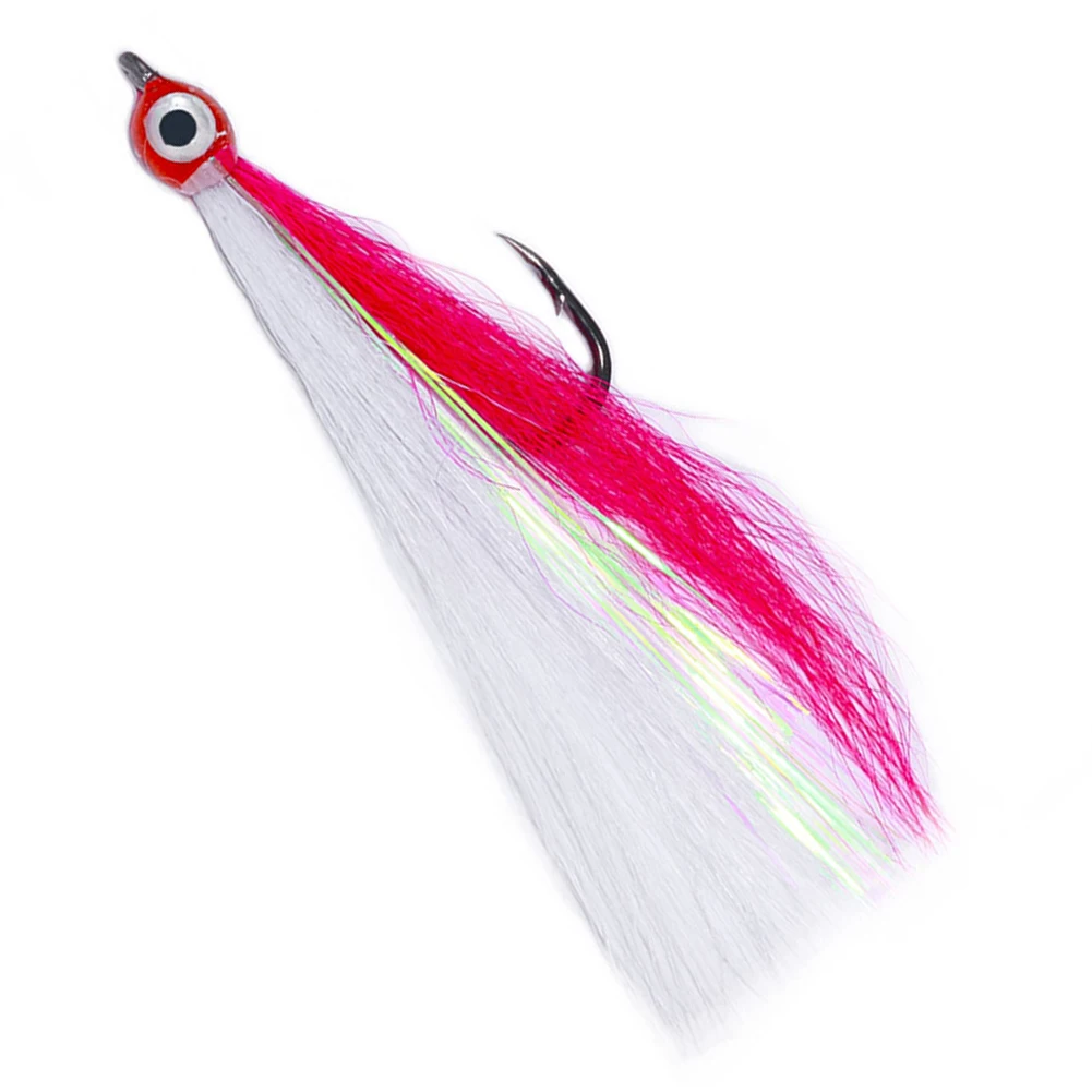 New Practical 4# Bucktail Hook 5pcs Fishing Fish 4# 5pcs 9cm/3.54in REALISTIC Teaser With Feather Skirt Bucktail