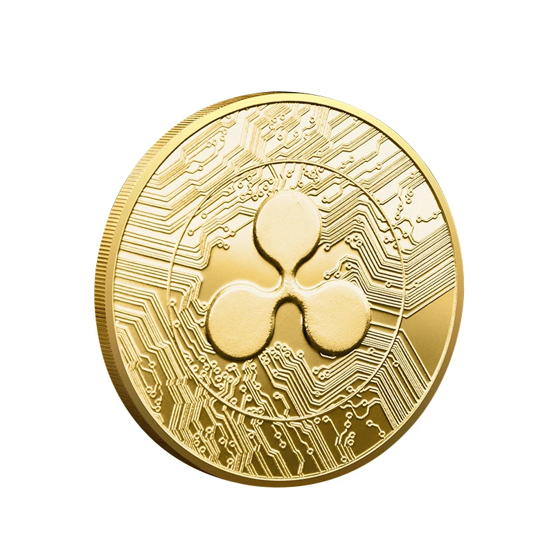 عملة تموج افتراضية رقمية XRP عملة تشفير مطلية بالذهب والفضة مع علبة بلاستيكية مجموعة فنية تذكارية للعملات المعدنية هدية تذكارية