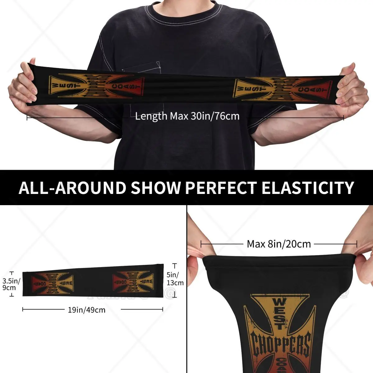 Custom West Coast Chopper Iron Cross Sports Compression Arm Sleeves Warmer Men Women Sun UV Protection Tattoo Cover Up Fishing
