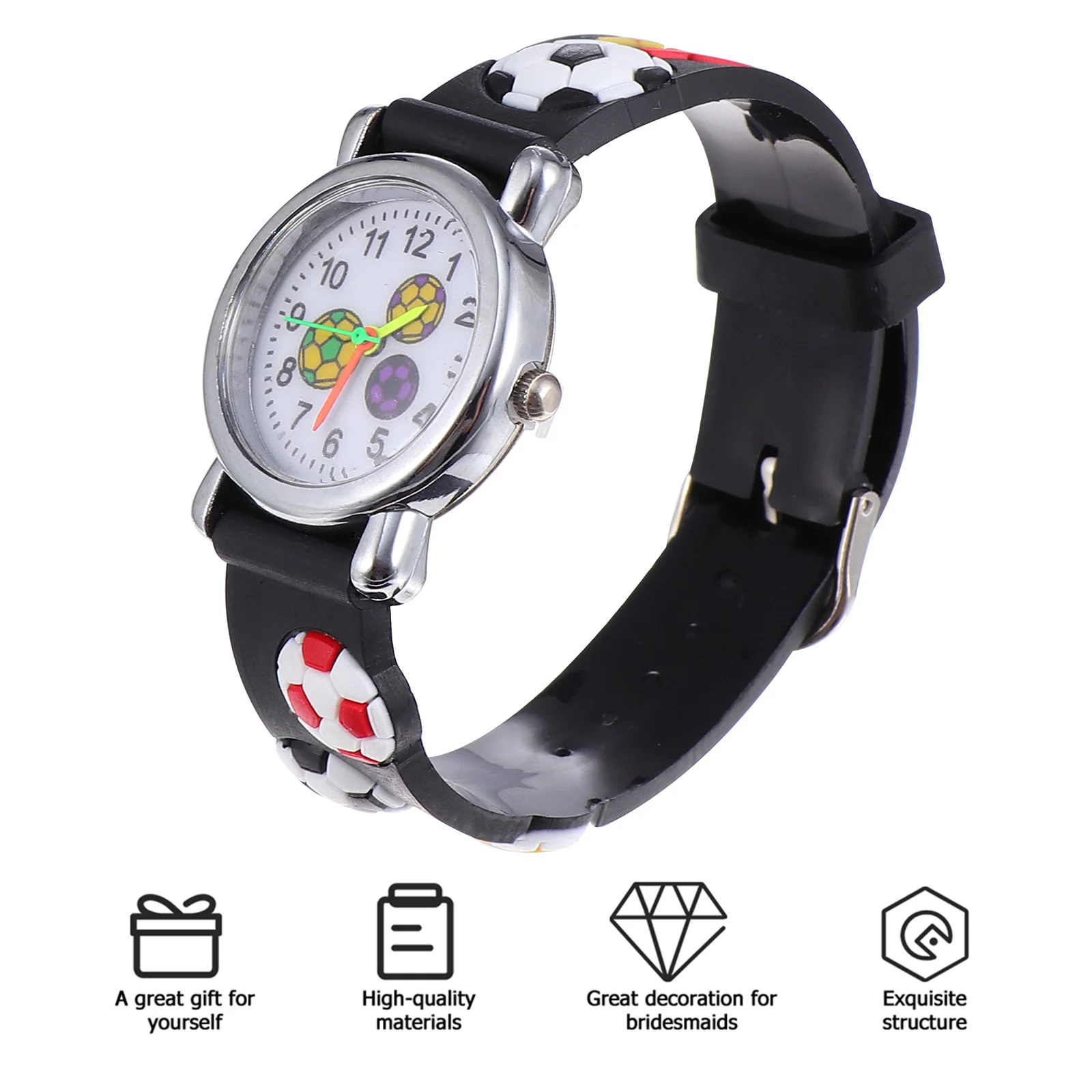 1 шт., часы с рисунком футбола, детские наручные часы для студентов, мальчиков и девочек, прочный, удобный подарок, детские часы