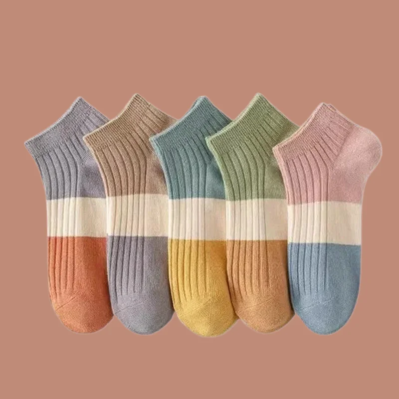 5/10 Pairs 2024 New Pure Cotton Summer Thin Short Tube Shallow Mouth Full Cotton Deodorant Sweat Absorption Women's Boat Socks