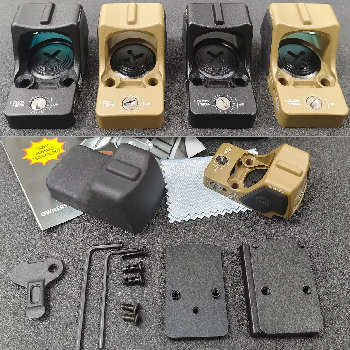 

RM Sight HD Version Red Green Dot Reflex Scope High-definition Automatic Photosensitive Metal Sight Fit 20mm Rail G17/19 Mount