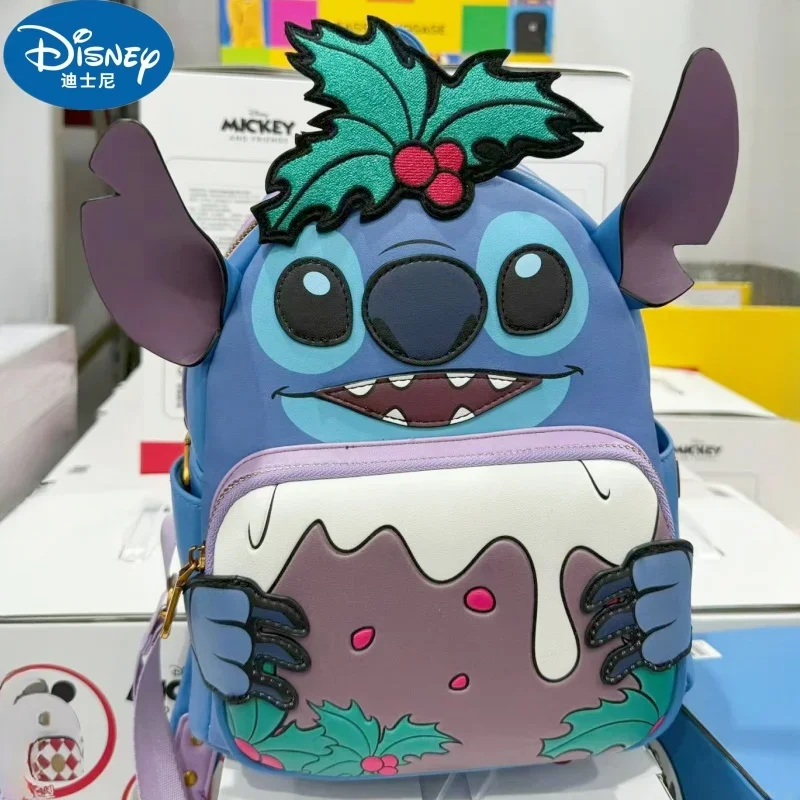 Original Disney Stitch Loungefly Backpack Cartoon Cute Embroidered Design Backpack Fresh And Casual Mini Fashion Backpack Gift