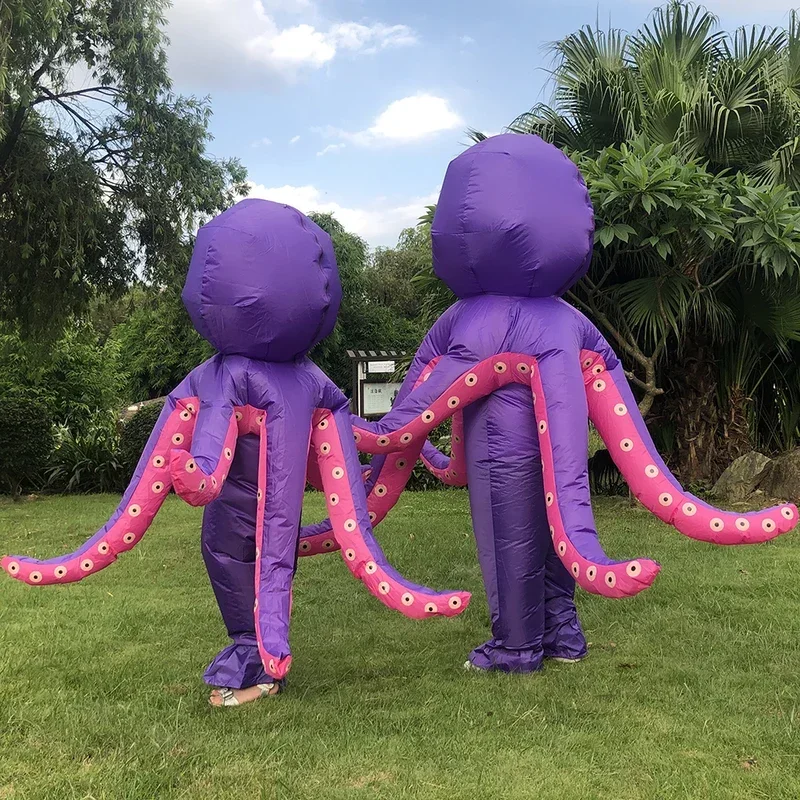 Crianças adulto cosplay polvo traje inflável para festa de halloween terno traje de natal explodir vestido para homem roupas da mascote