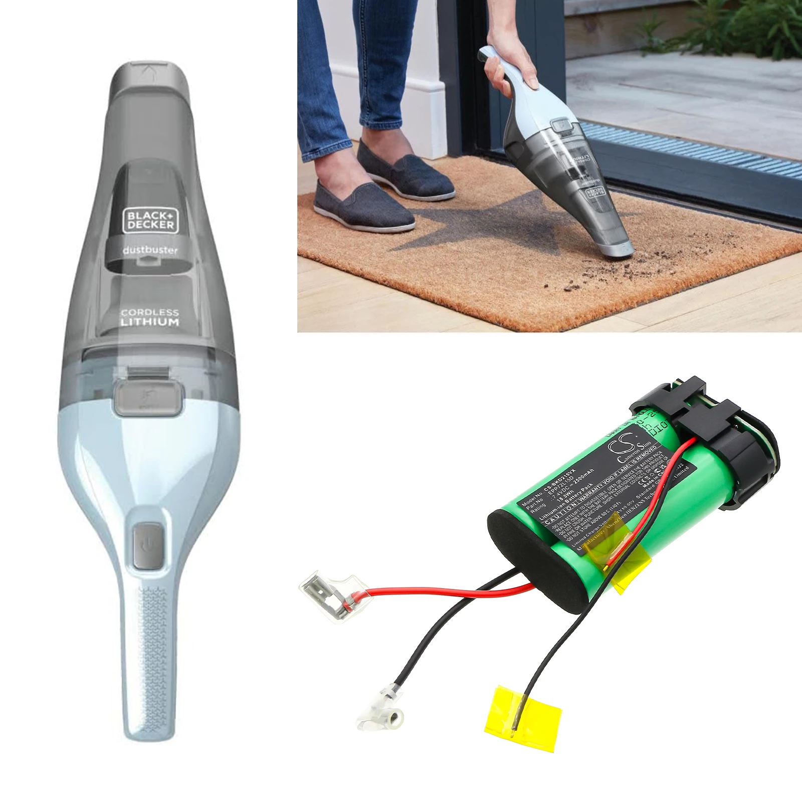 

Сменная батарея CS для Black+Decker HNV215B, HNV215B12, артикул: EPP72L15D, 2500 мАч / 18,5 Вт·ч