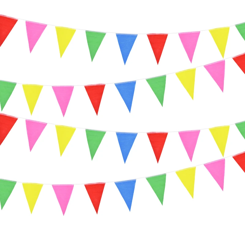 50Meters 100Flag Triangle Bunting Garland Kids Birthday Party Outdoor Decoration Wedding Baby Shower Multicolor Hanging Banner