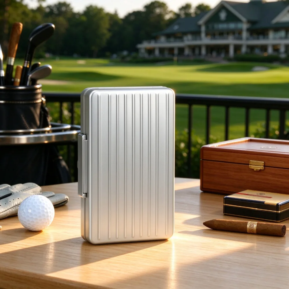 Cigar Portable Box Aluminum Alloy Lightweight Cedar Wood Lining Moisturizing Box Practical Business Travel Humidor
