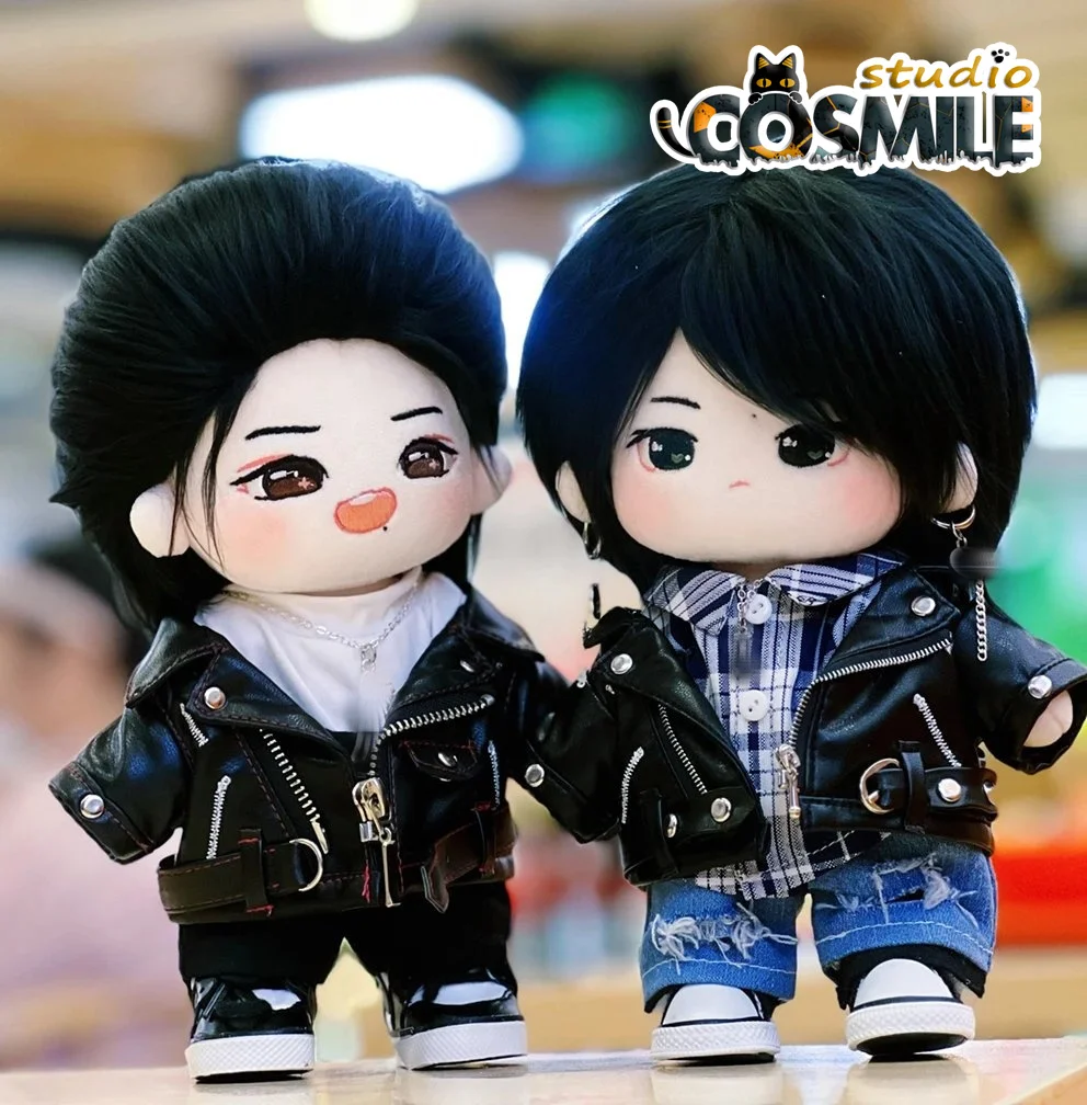

The Untamed Star Idol Yibo Xiao Zhan Cool Guy Leather Lacket Casual Fashion 20cm Plush Doll Accessories Doll's Clothes GG Jul