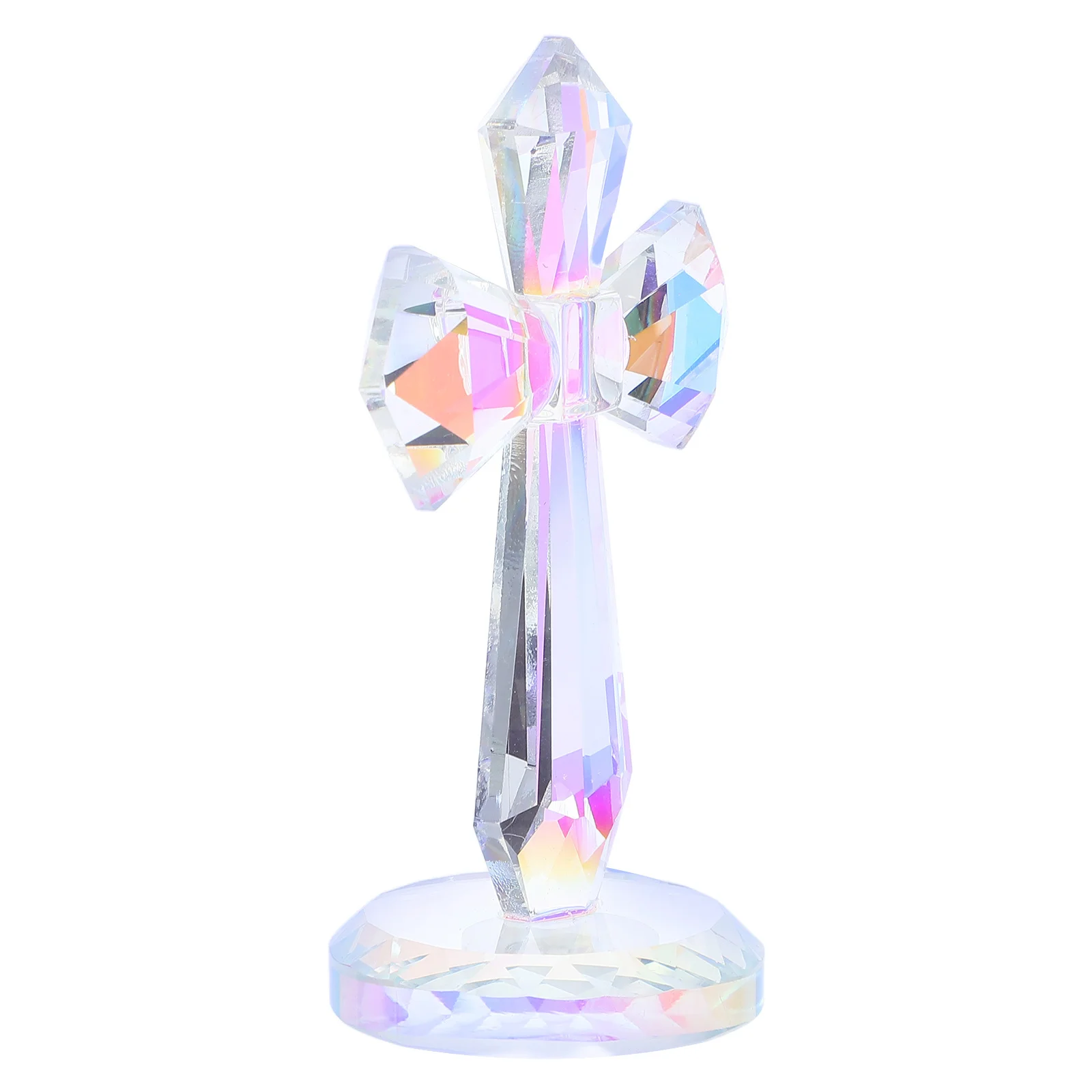 

Crystal Standing Cross Decor Fine Craftsmanship Radiant Transparent Finish for Church Travel Baptism Confirmation Gift Idea