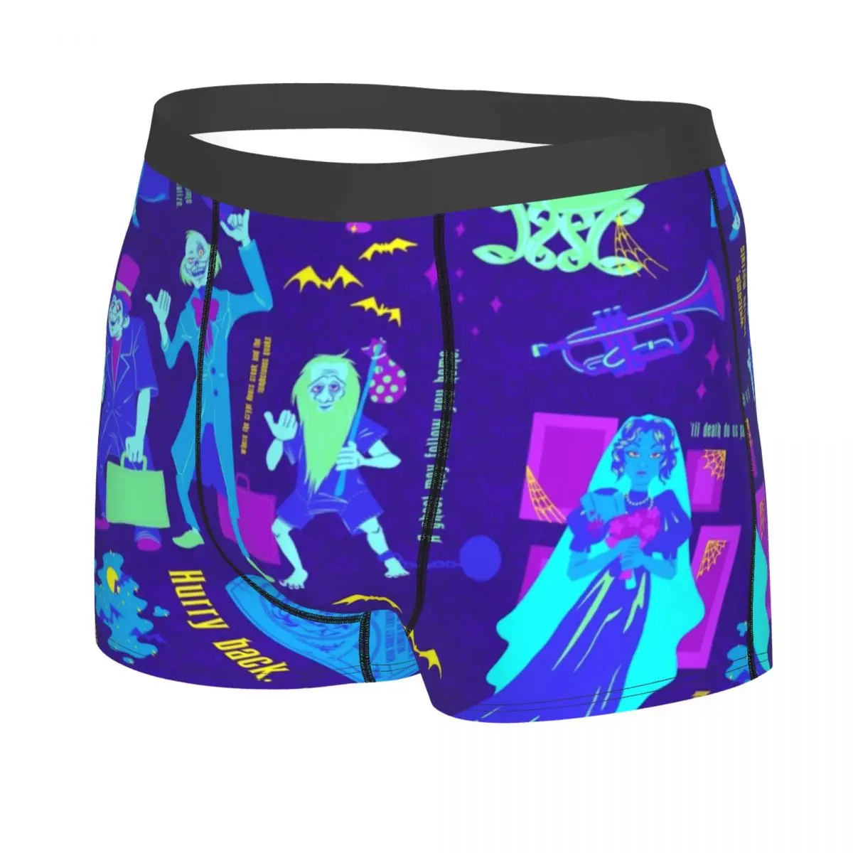 Masculino impresso personalizado feliz assombrada mansão cueca, Grim sorrindo fantasma boxer, cuecas shorts, calcinha macia, cuecas