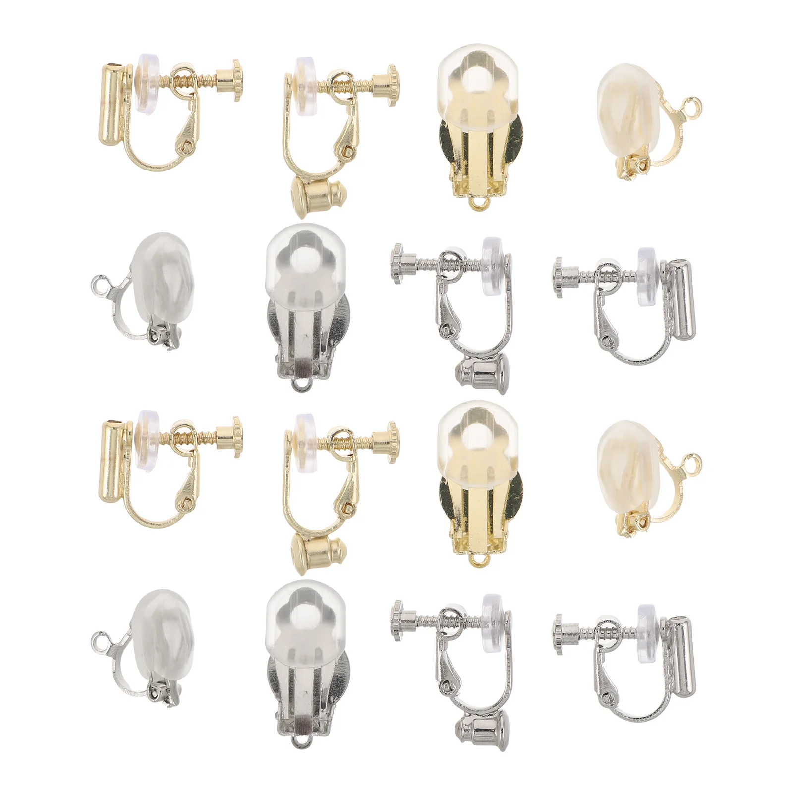 

16pcs Ear Clip Kit For Non Pierced Ears Silicone Pads Clip-On Earring Converters Components Jewelry Making Supplies Ear