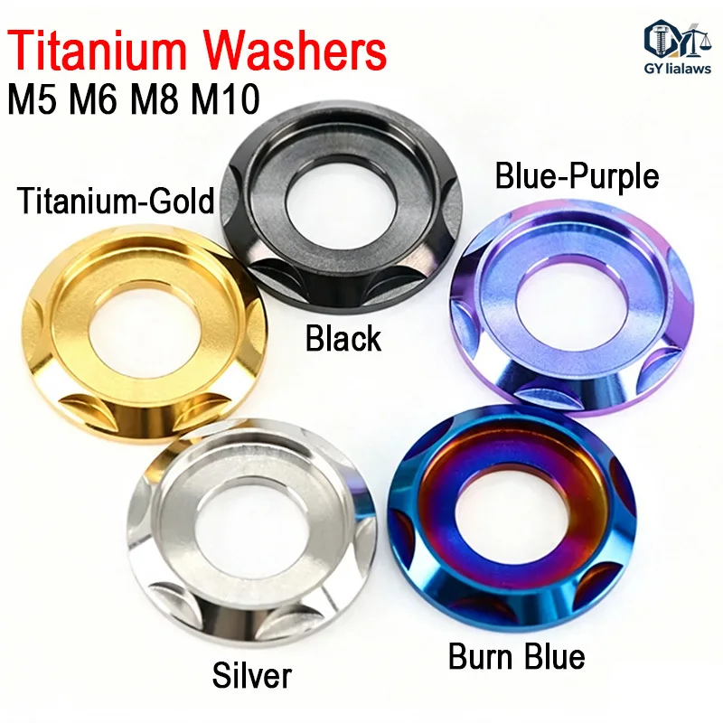 1pcs TC4 Titanium Alloy Spacer Washer M5 M6 M8 M10 Fancy Decoration Gasket for Motor Bike Motorcycle Car Decorative Washers