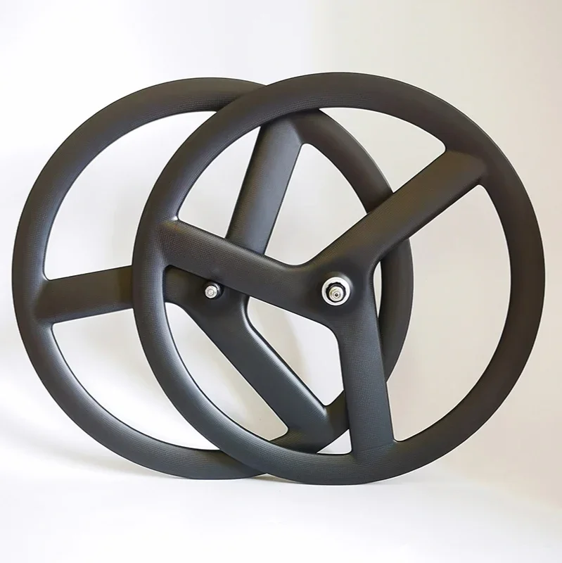 700C 3-Spoke Carbon  Road/Track Bicycle 23mm Width 50mm Height Offset  Wheelset - Clincher/Tubular, Dt350 Hub Option UD/3K/12K