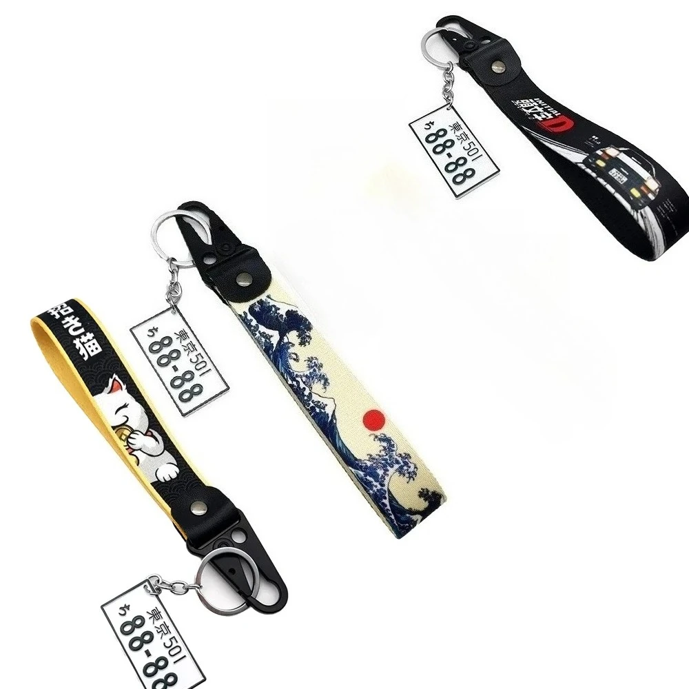 

JDM Keychain Spring Clip Key Strap Set 3D Number Car Japanese License Plate 8888 Keychain Osaka Low Life Taxi Auto Keyring
