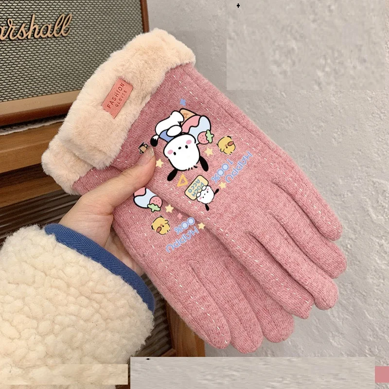 

Теплые перчатки Sanrio Pochacco Cuteore: мультяшные, для студентов, зимние, термо, для активного отдыха, велоспорта, сенсорные, утепленные