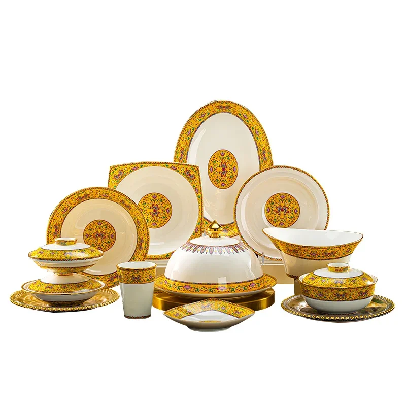 Fine Luxury Guests Dinnerware Sets Home Kitchen Wedding Dining Room Tableware Set Catering Supplies Vajillas Para Cocina Dishes