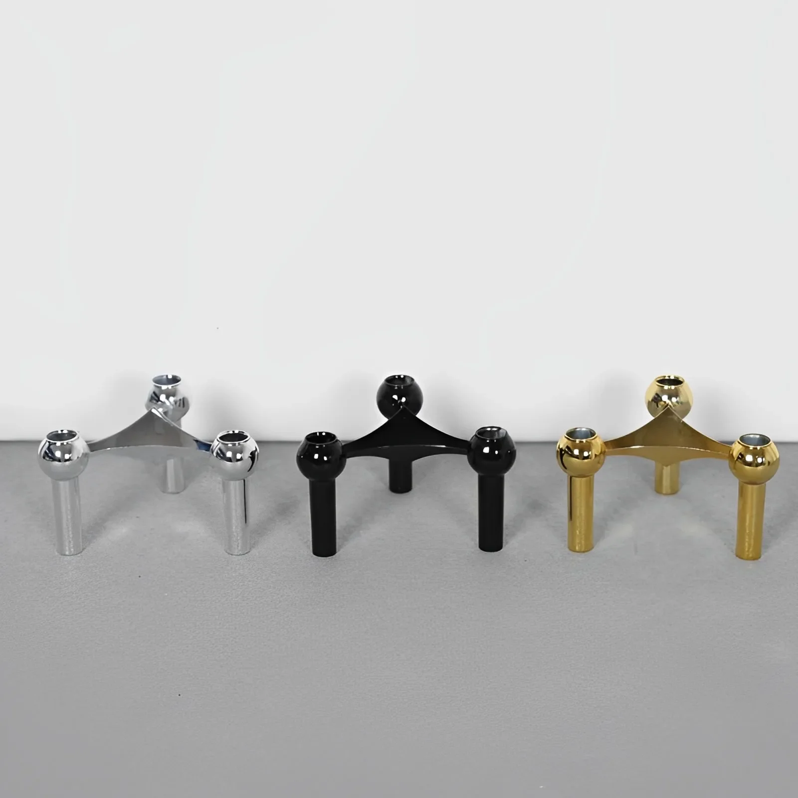 GIEMZA Vintage Candlestick Holders 10CM(3.9”) Small Stand for Stick Skinny Candelabra Set for 3 Candle Porta Velas