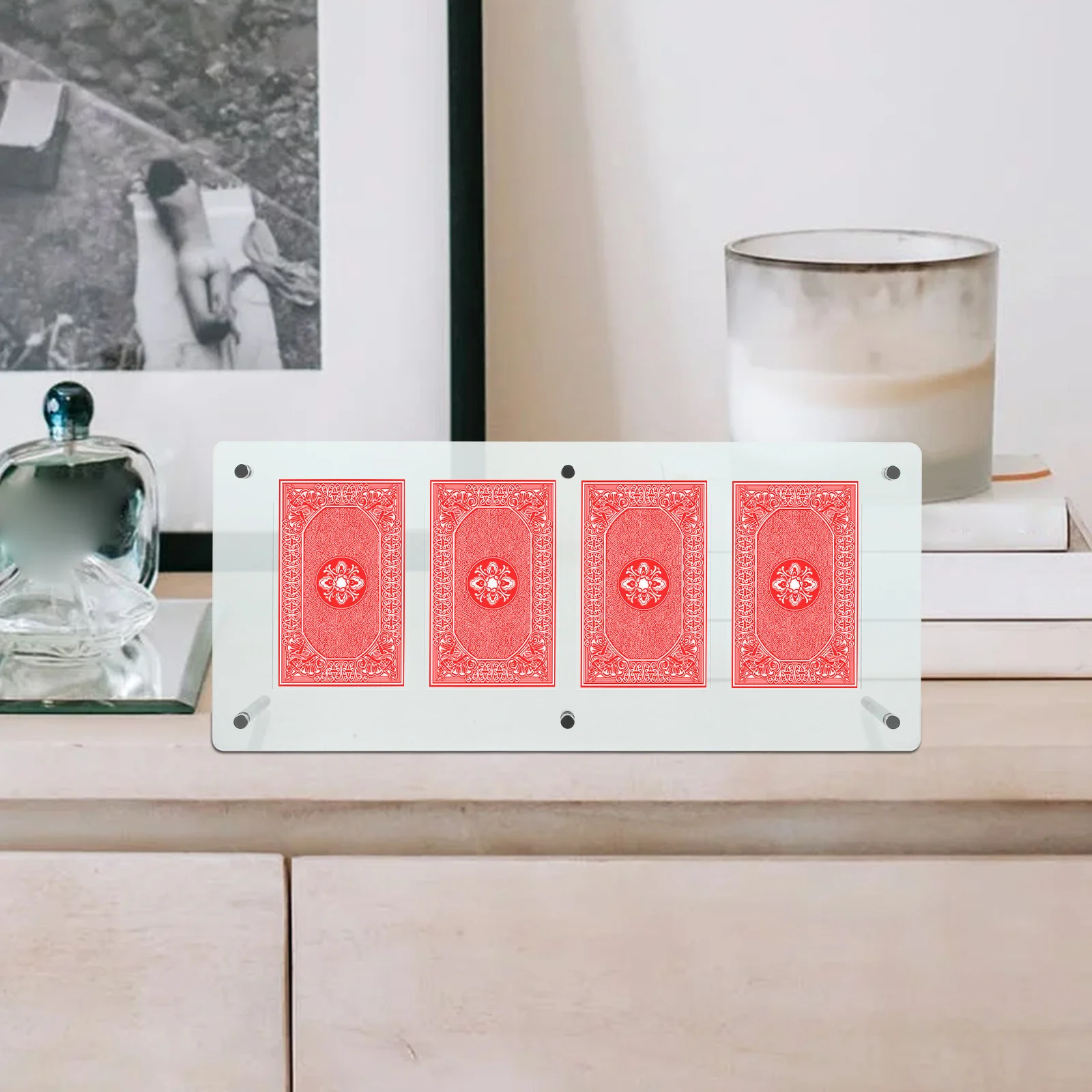 

4 Slot Trading Card Holder Display Rack Clear Acrylic Stand for Sports Game Cards Organizational Frame Easy Assemble Use Clean