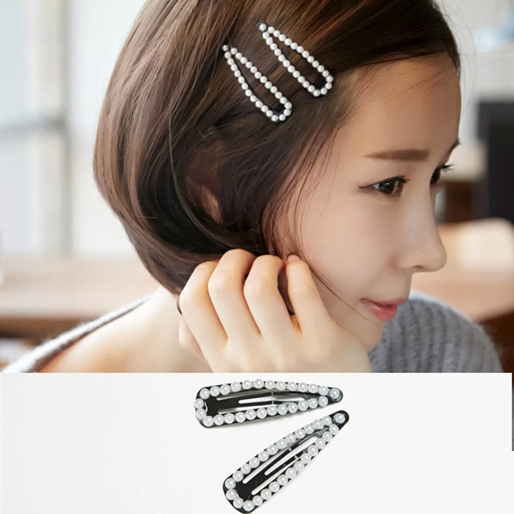 

2pcs Pearl Hair Clips Snap Barrettes for Cute Accessories Bangs Ponytail Hairstyles Daily Wear Gifts