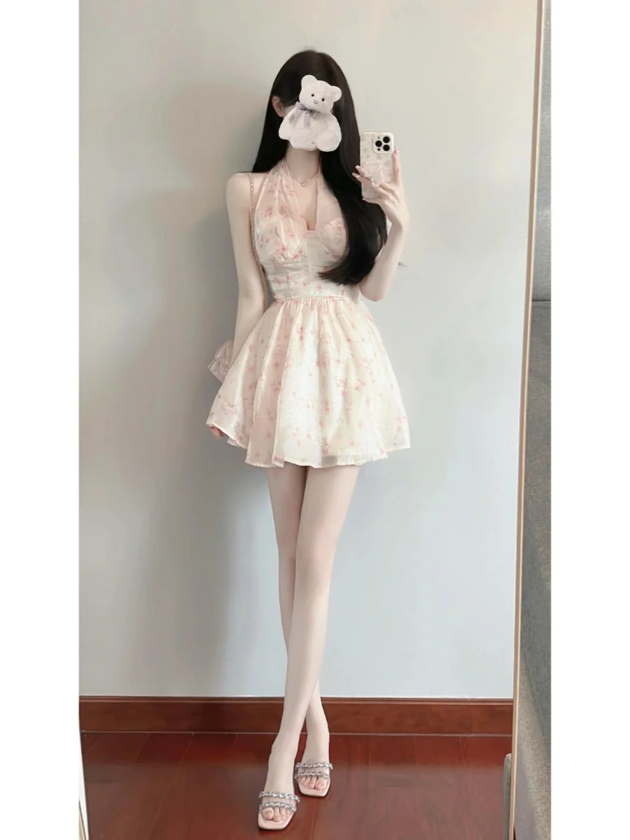 

Ele Floral ter Dr, женская летняя новинка 202, маленький размер, утягивающая талию юбка Fairy ort, сладкий пряный Sle