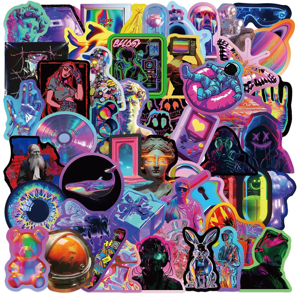 

10/30/50PCS Laser Cartoon Stickers Cyberpunk Cool Style Decals Luggage Laptop Phone Guitar Car Bike Skateboard Sticker Kids Toy