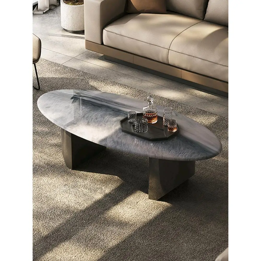 

Natural microcrystalline stone coffee table oval home modern simple light luxury high-end designer marble coffee table