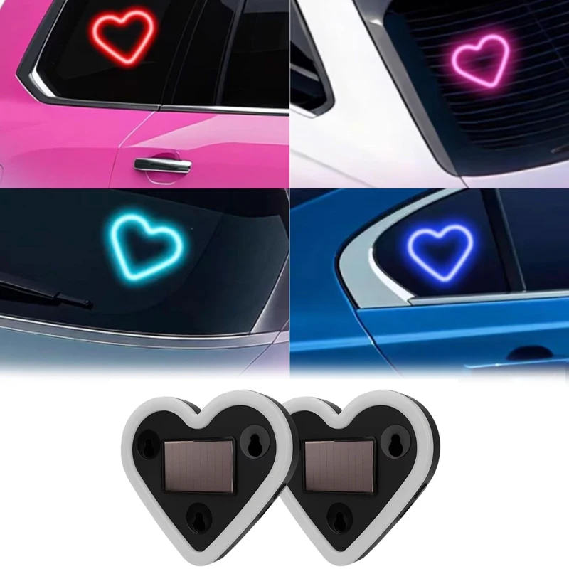 

Solar Emitting Sweet Heart Atmosphere Light Wiring Free For Car triangle window interior Motor Decoration Modification Neon Lamp