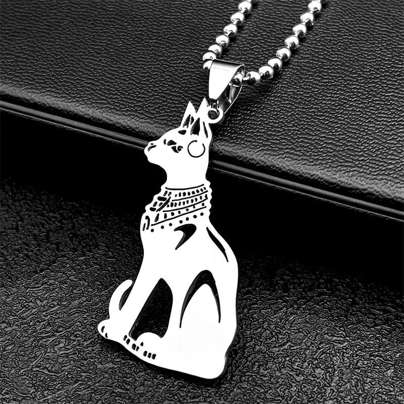

Stainless Steel Egypt Cat Bastet Car Keychain Hanging Decoration Car Charm Rear View Mirror Accessories Decor Pendant Jewelry