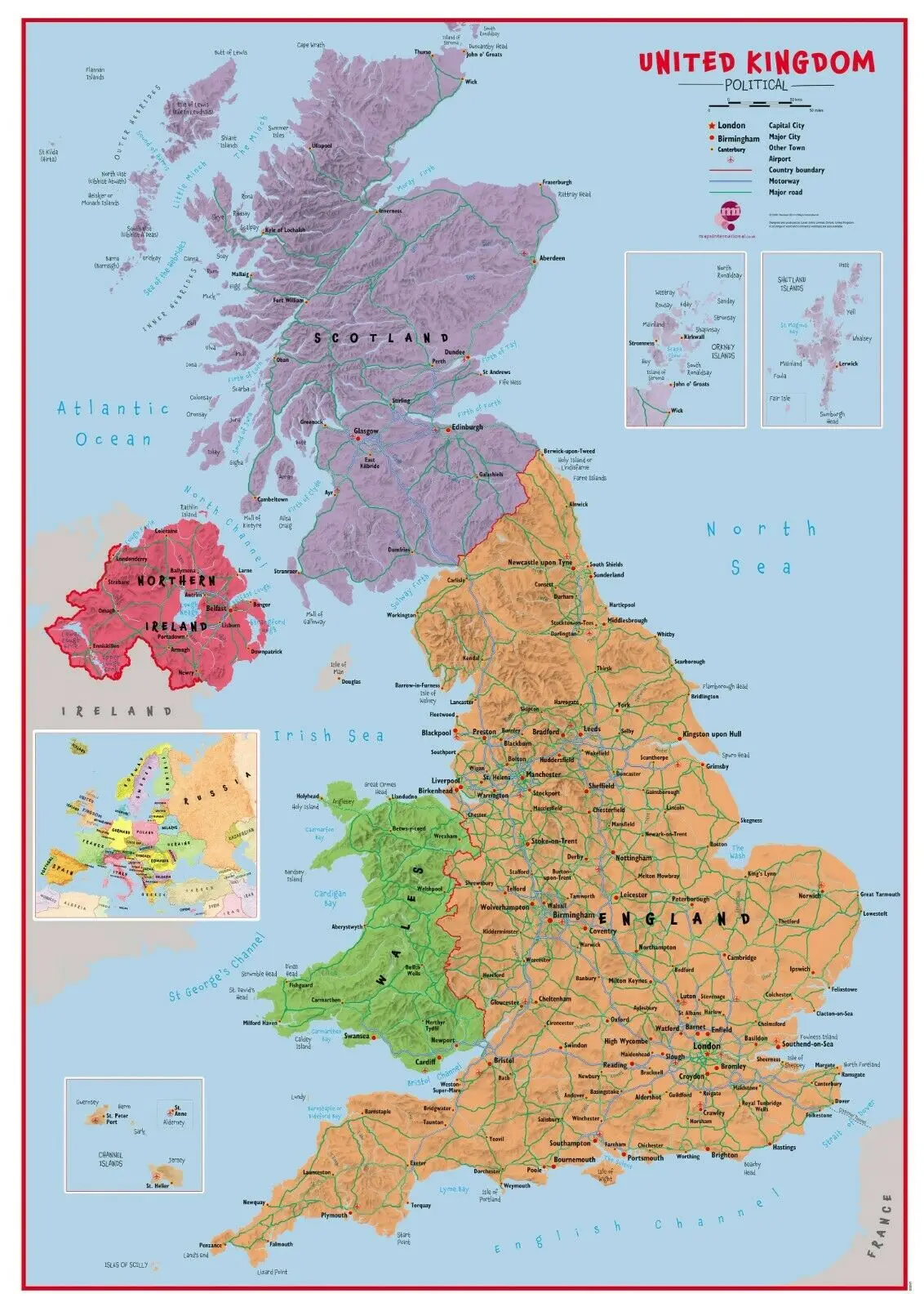 

uk map Art Picture Print Silk Poster Home Wall Decor