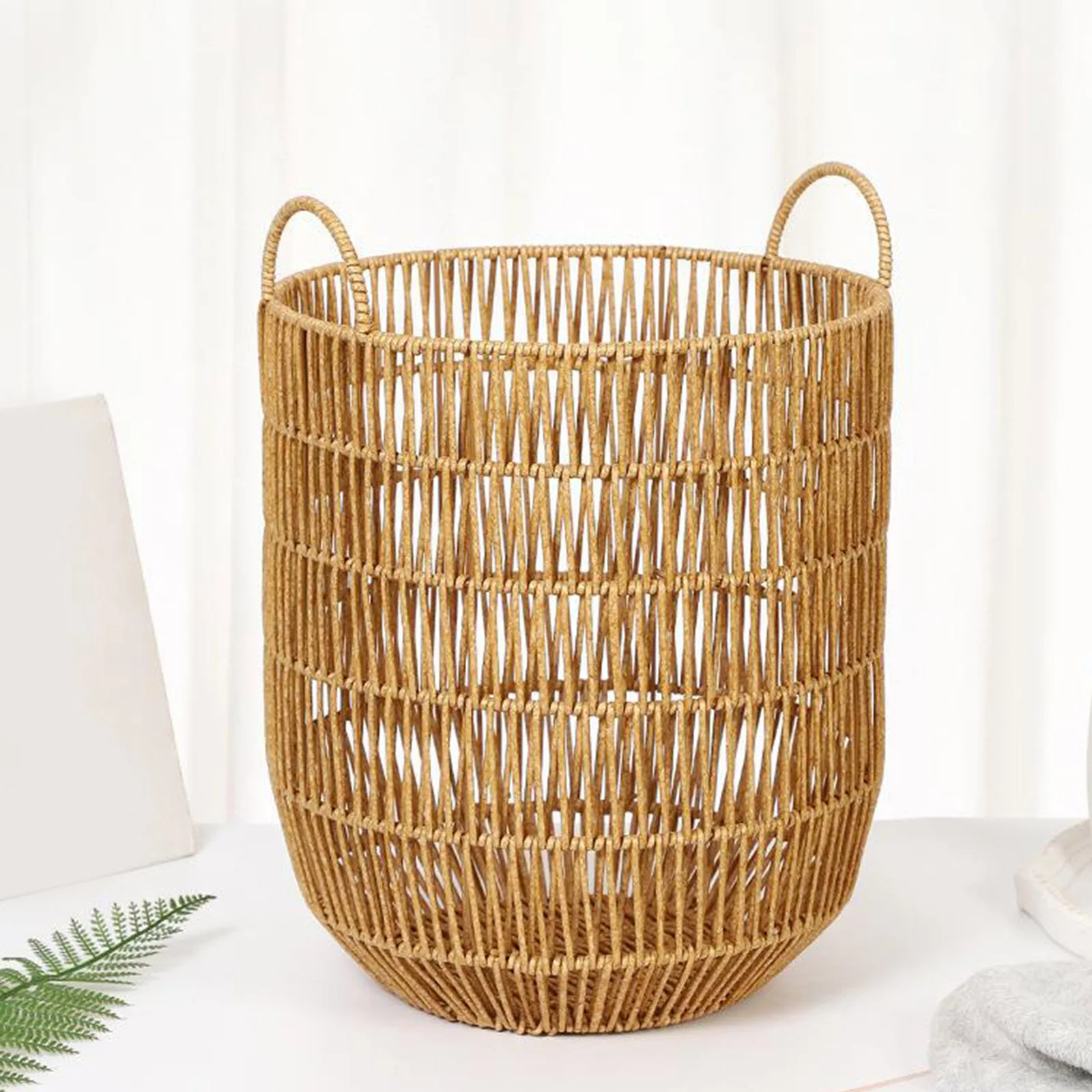 1PCS Laundry Basket Dirty Clothes Laundry Storage Basket Wooden Rattan Toys Organizer Home Portable Sundries Storage Bin