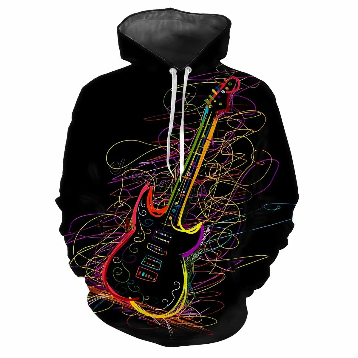 Rock Cool Guitar 3D Print Hoodie Casual Fashion Men Women Comfortable Music Buffs Personalized Pullover Long Sleeve Streetwear