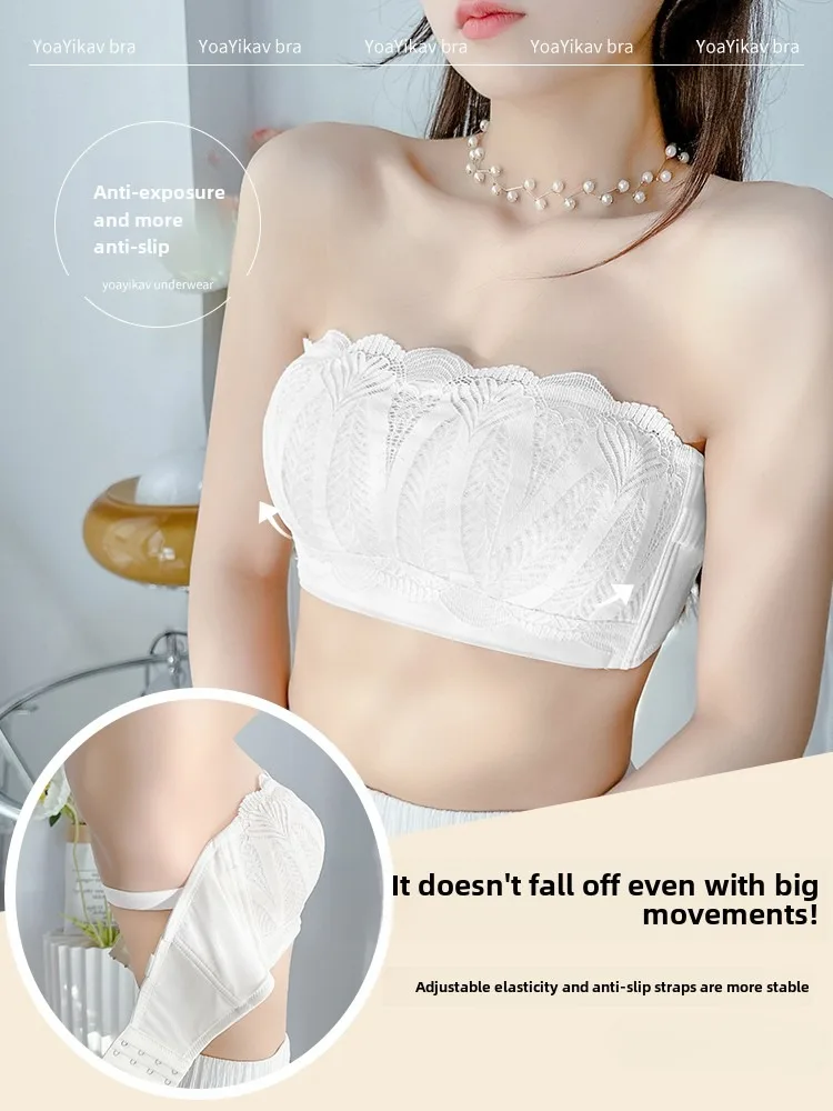 MOYISU 여성용 스트랩리스 브라, 큰 가슴, 작은 미끄럼 방지, 풀업 가슴, 처짐 방지, 슬림 브라, 여름