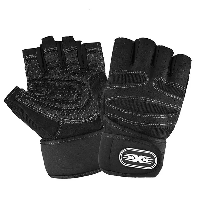 Trainingshandschuhe für Männer und Frauen, Halbfinger-Handschuh mit Handgelenkbandage für Sport, Gewichtheben, Training, Fahrrad, Motorradfahrer, Fitnessstudio