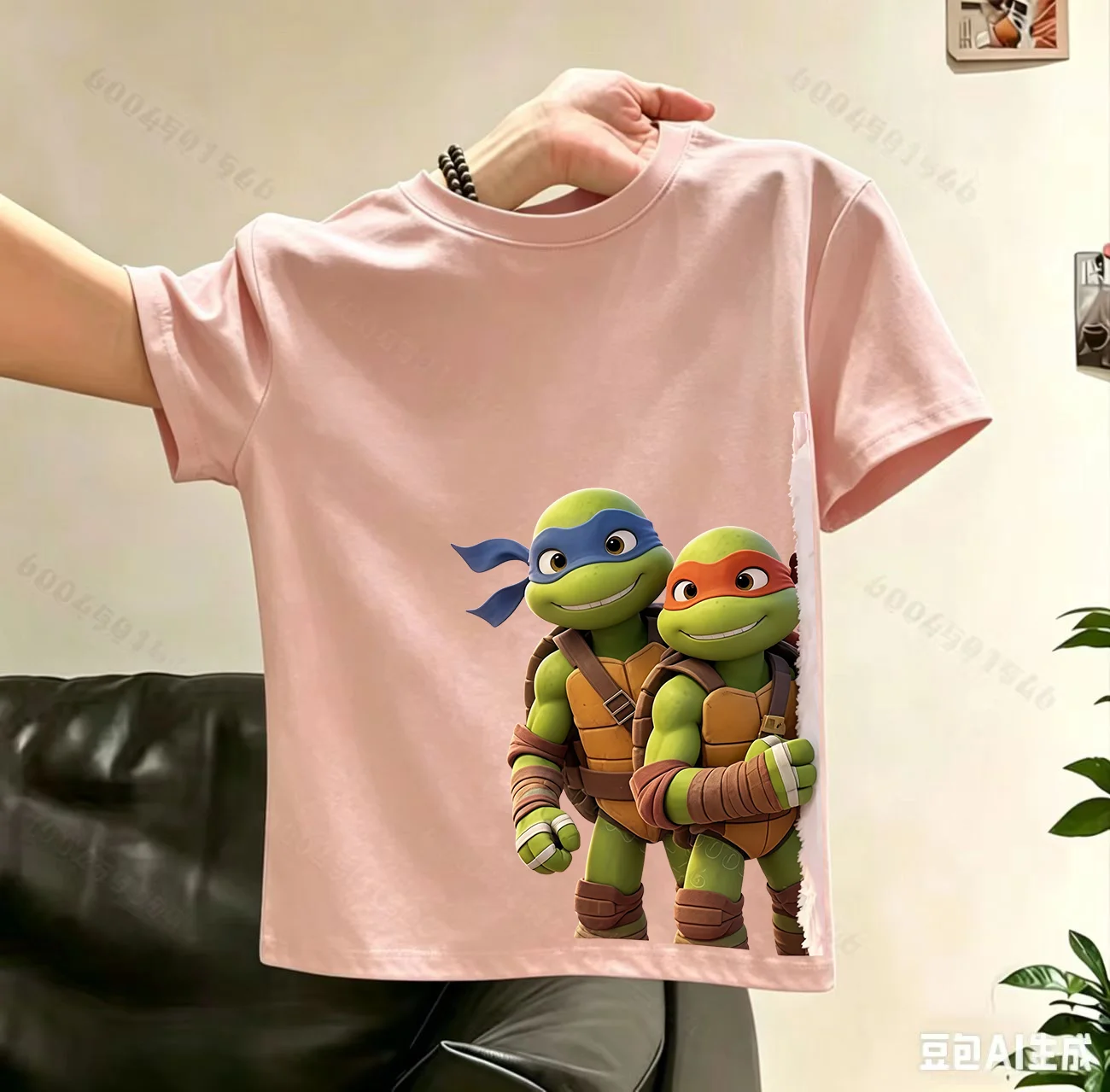 Ninja Turtles Kinder-Kurzarm-T-Shirt im neuen Sommerstil für Jungen und Mädchen mit Cartoon-Print, atmungsaktives Oberteil aus reiner Baumwolle – Detail 6