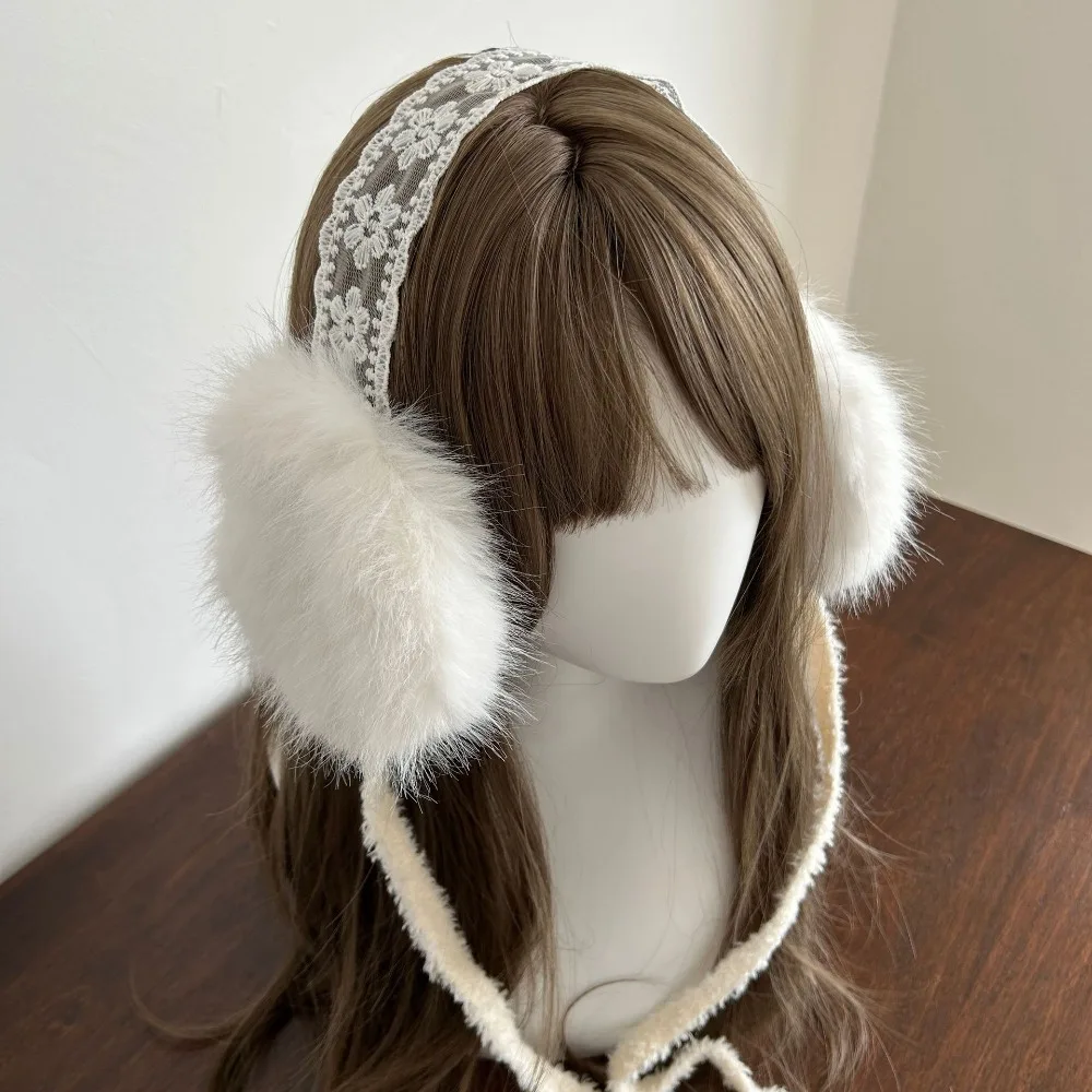 Cute Ear Cap Lace Plush Earmuffs JK Headwear Cold Proof Ear Cover Windproof Thicken Warm Ear Muffs Riding