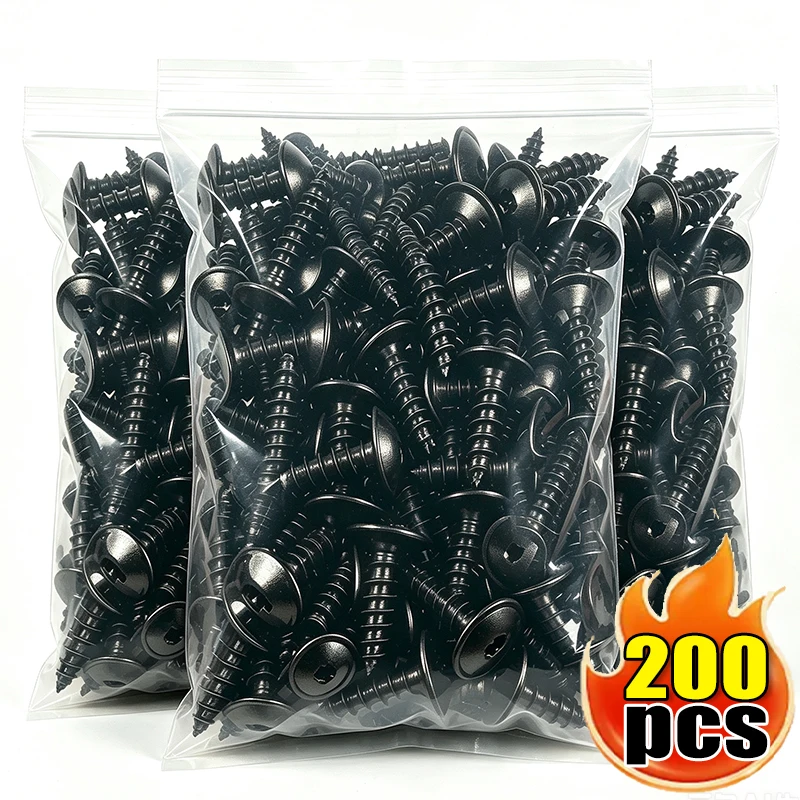 10/200pcs Auto Fastener Clips Nylon Door Panel Rivets Retaining Nails Tapping Screws Compatible VW Car Repair Accessories