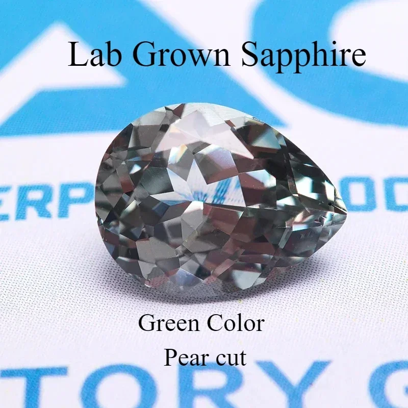 

L-Lab Grown Sapphire Pear Shape Green Color Gemstone VVS1 Charm Diy Jewelry Making Bracelet Materials Selectable Certificate
