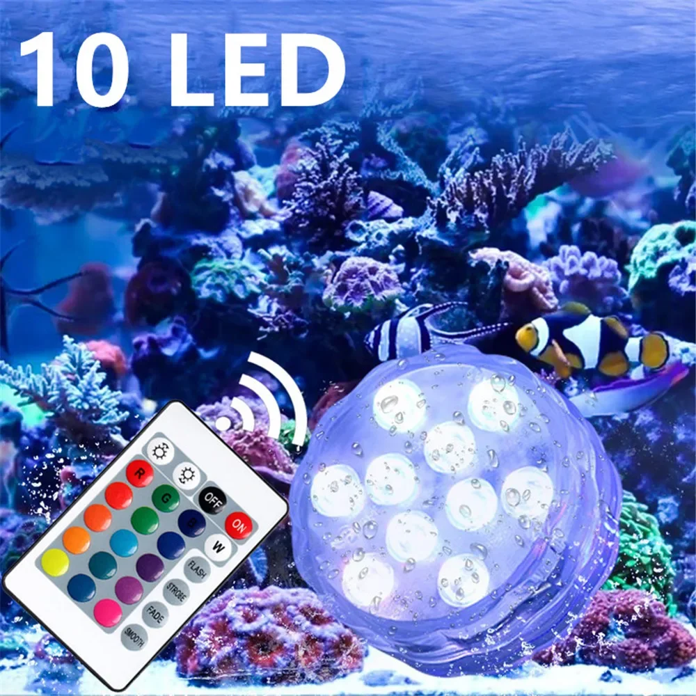 10 المصابيح RGB غاطسة LED أضواء تحت الماء ليلة ضوء في الهواء الطلق حمام سباحة ضوء الشاي ضوء زهرية بركة ديكور حفلات الزواج