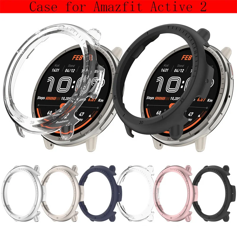 Capa protetora de pc dura para amazfit active 2 relógio inteligente caso escudo quadro pára-choques para huami amazfit active 2 protetor acessório