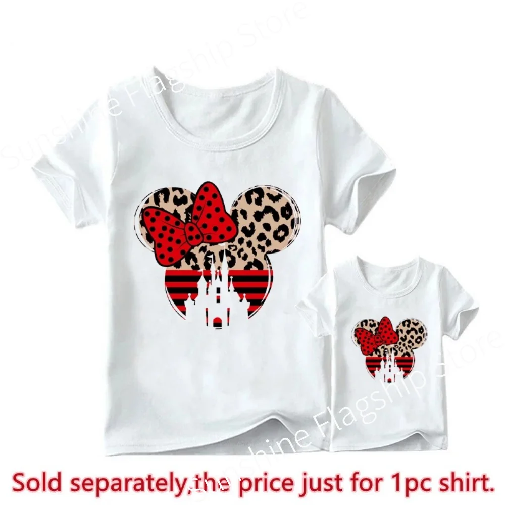 New Mother Kids Tshirts Funny Minnie Mouse Family Matching Outfits Summer White Short Sleeve Mother Daughter Matching Clothes