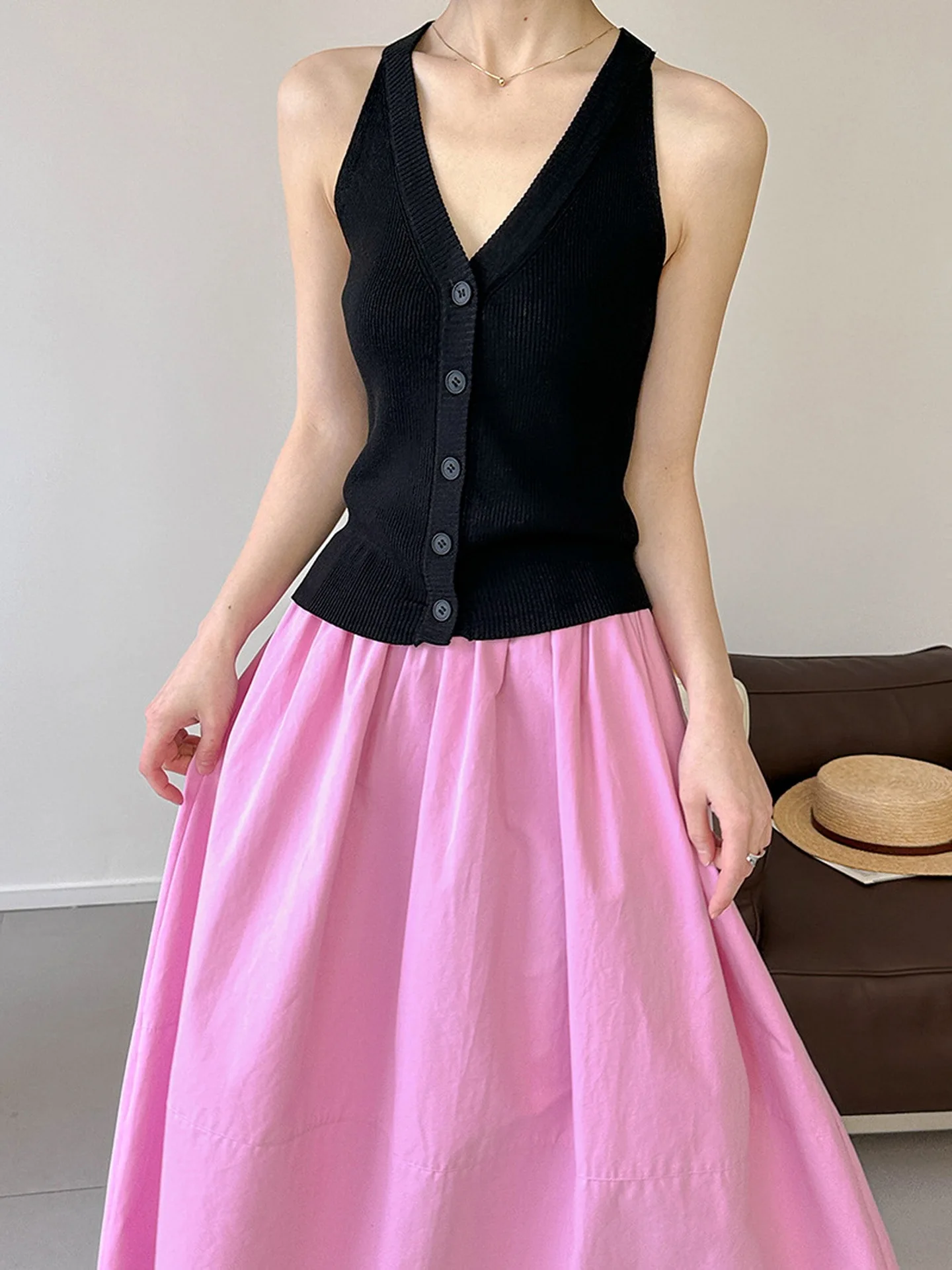 

Женский вязаный жилет ort- Sve V-Ne Chic Bla, повседневная одежда на пуговицах, облегающая верхняя одежда, модный волнистый ремень...