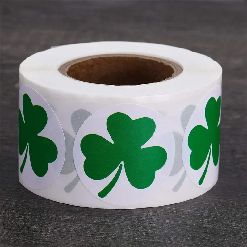 Y19A 1000 Pieces St. Patrick's Day Stickers Shamrock Roll Stickers 1-1/2 Inch Adhesive Label For Irish Decoration And Craft