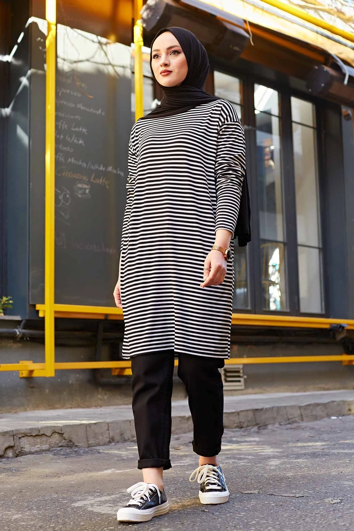 Slim Stripe Basic Sweat NY-Black