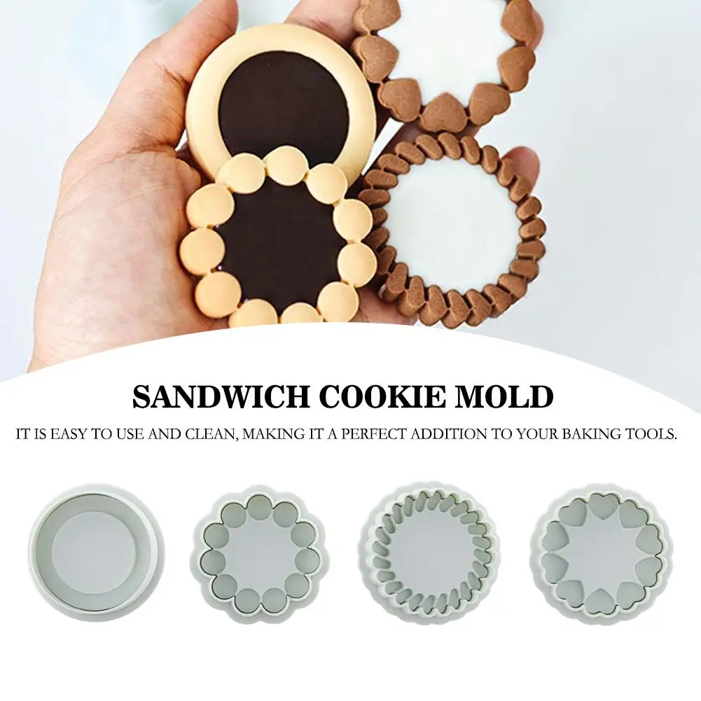 Jam Sandwich Love Flowers Cookie Cutter Mold 3d Biscuit Pressable New Cake Fondant Christmas Baking Year Mould Stamp D6o1