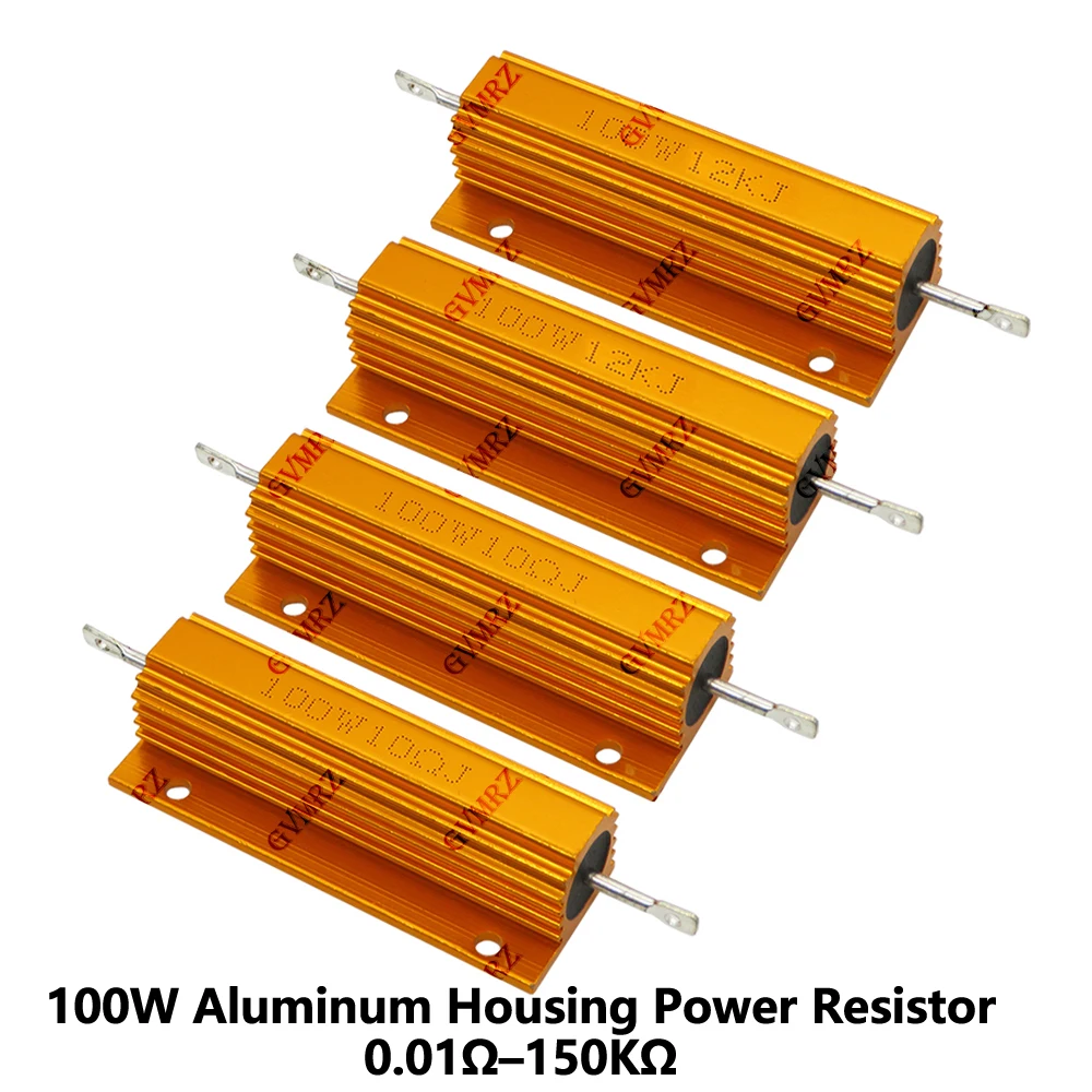 100W 27R 32R Aluminum Housing Power Resistor High Wattage Wirewound Resistor 0.01Ω–150KΩ Assorted Values 0.01R 0.15R 0.68R
