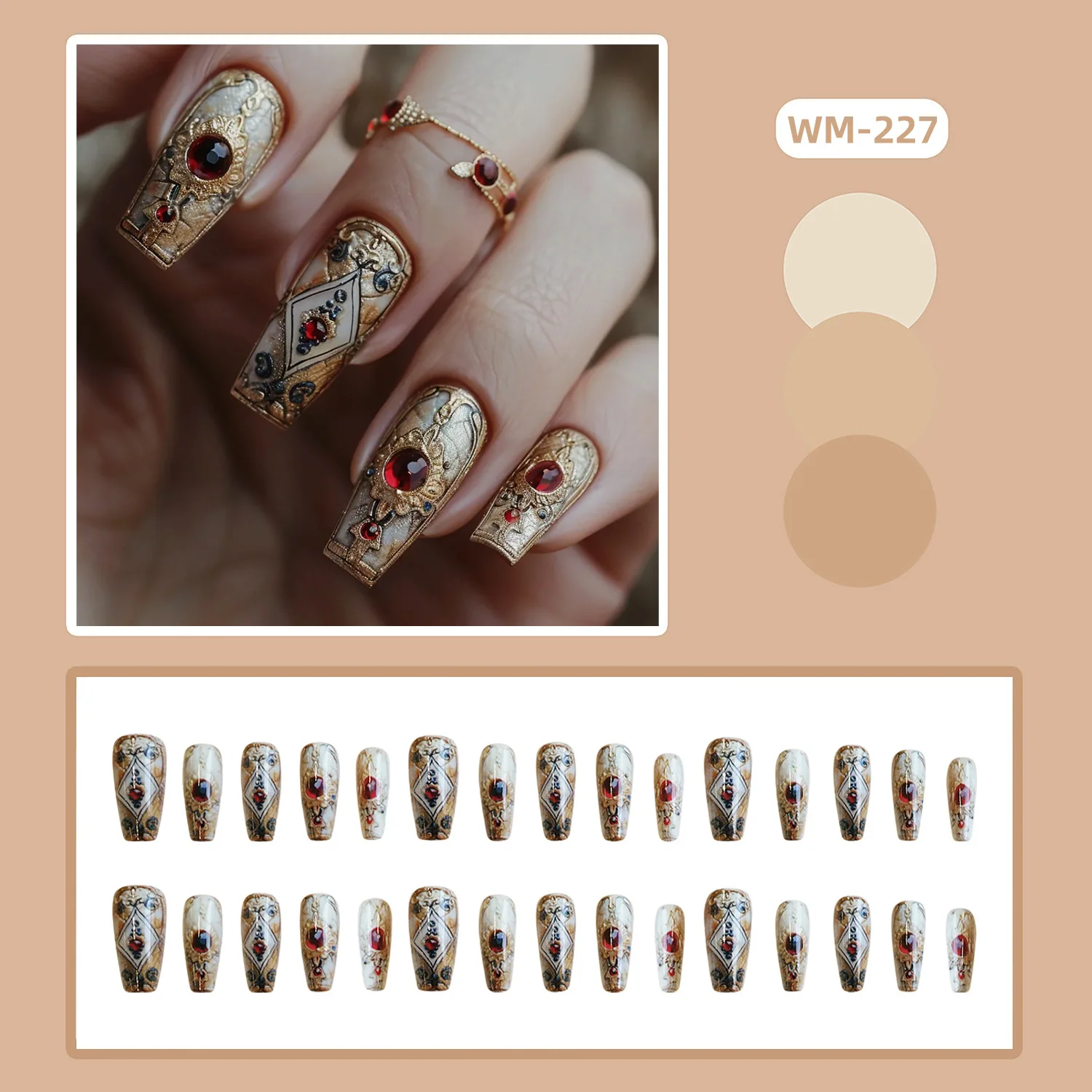 24 pçs europeu preto ouro unhas falsas moda flor padrão imprensa em unhas wearable reutilizáveis dicas de unhas falsas para mulher menina