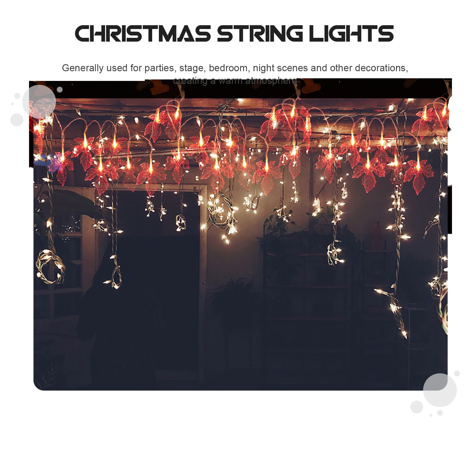 

Maple Leaf String Lights Decorative Plastic Thanksgiving Christmas Party Fence Tree Warm Holiday Season Perfect Gift Kids