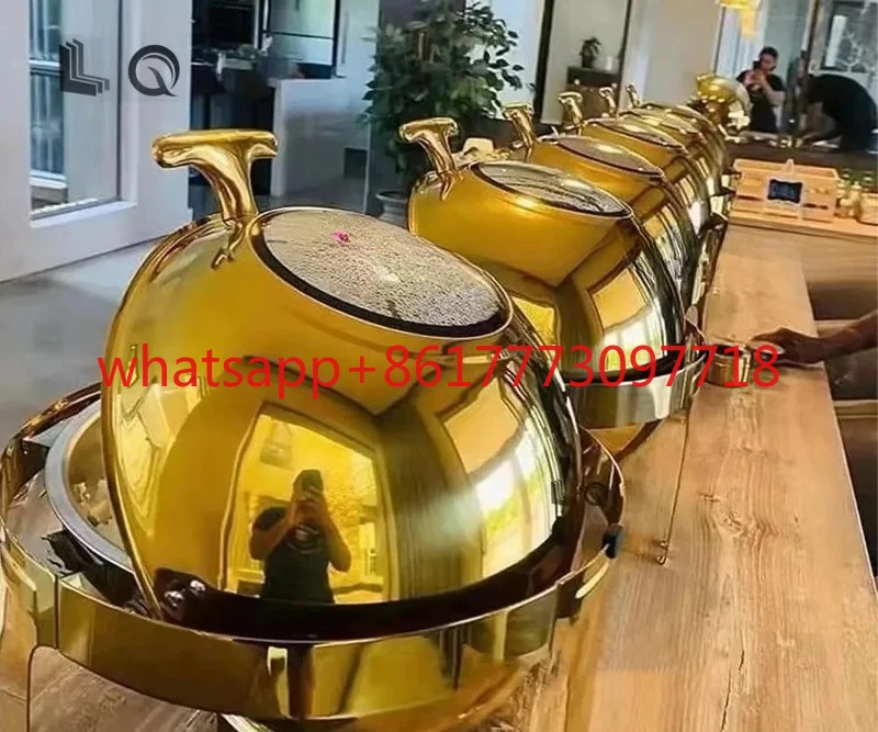 

1 шт., 6 л, кухонный круглый верх, золотой буфет, горячий горшок, обеденный подогреватель для еды из нержавеющей стали
