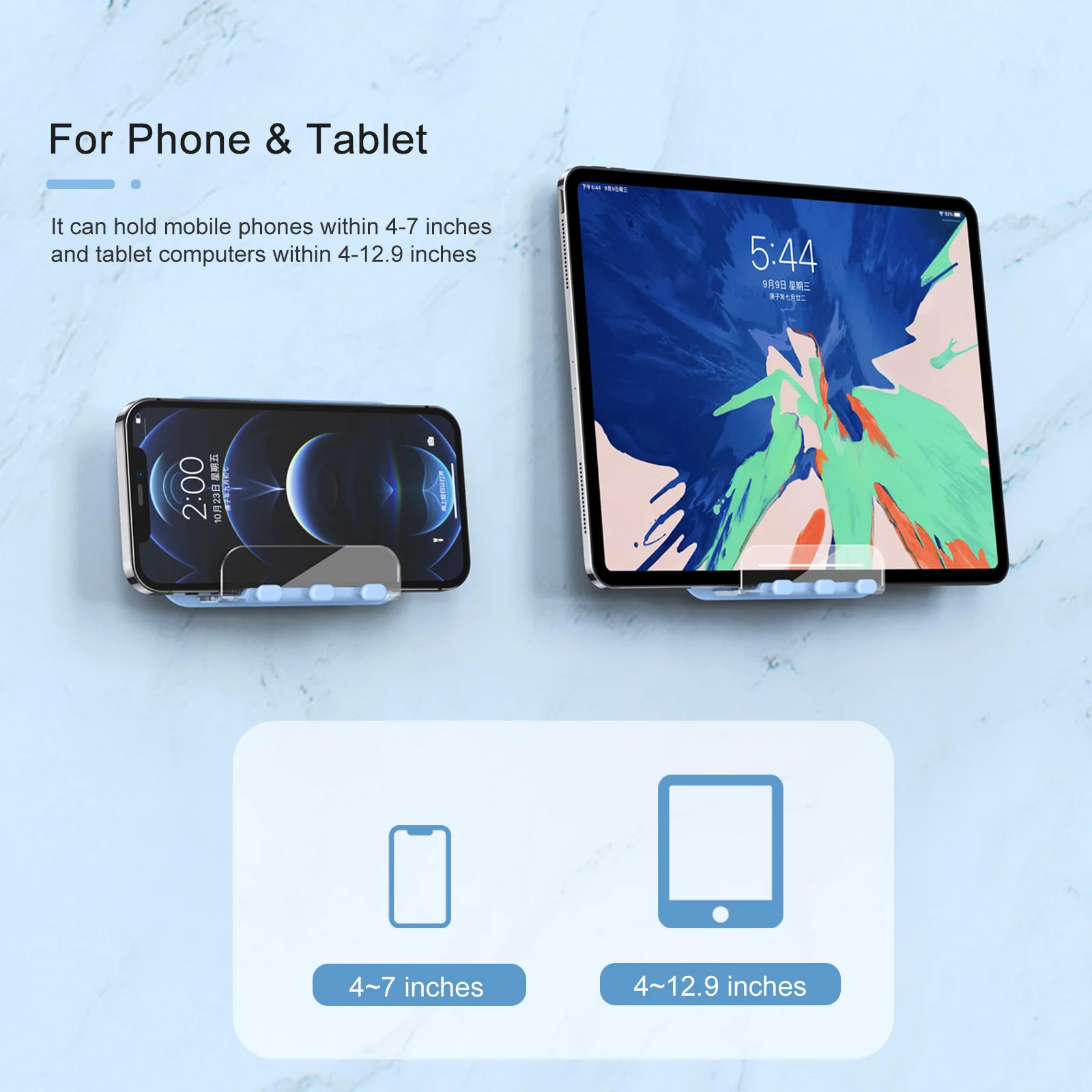 

Oatsbasf Wall Mounted Phone Stand iPad Holder Multifunction Organizer For Living Room Bathroom Kitchen Charging Stand Key Hooks